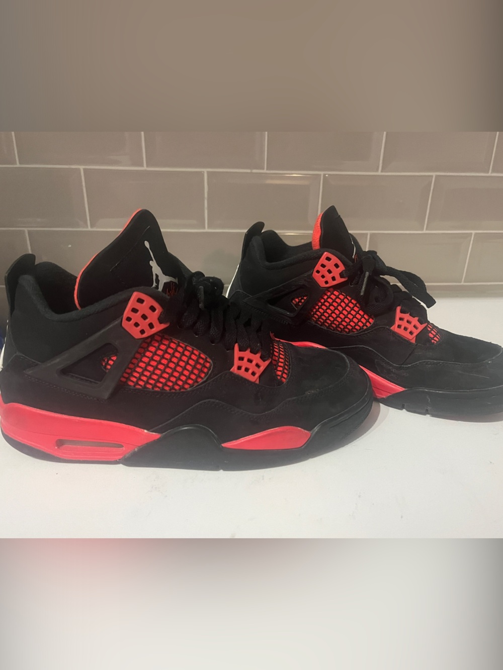 Jordan Retro Black and Red Athletic Sneakers